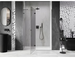 Mexen, Mexen Lunar ľavé otočné sprchové dvere 130 cm, transparentné, pištoľový kov - 834-130-000-95-00-L