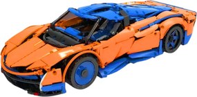 LEAN Toys Stavebnicové kocky – RC športové auto, modro-oranžové, 1883 dielov