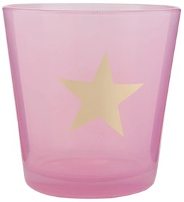 Růžový svietnik na čajovú sviečku s hviezdou - Ø 10 * 10 cm