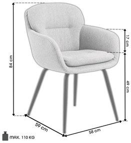 Georgia antracit (látka Monza 130) - MODERNÁ ČALÚNENÁ STOLIČKA DO OBÝVAČKY/ JEDÁLNE/ KANCELÁRIE LOFT