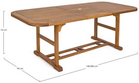 Rozkladací záhradný stôl noemi 150 - 200 x 90 cm MUZZA