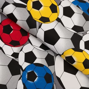 Biante Detská bavlnená obliečka na vankúš Sandra SA-580 Farebné a sivé futbalové lopty 40 x 60 cm