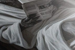 Obraz vlk s novinami na záchode
