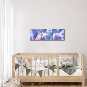 Obraz - Motýle v zime (s hodinami) (90x30 cm)