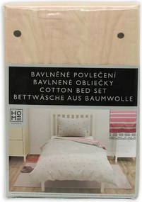 HOME ELEMENTS Bavlnené obliečky na jednolôžko, obojstranné, svetlo šedé a ružové