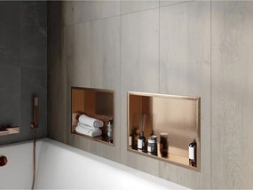 Mexen X-Wall-R, polica na zapustenie s prírubou  45 x 30 cm, medená matná - 19C0453010