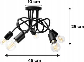BERGE LOFT 5x E27 zavinovacia závesná lampa