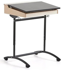 Školská lavica ACCESS, 650x550 mm, výškovo nastaviteľná, antracit, akustické linoleum - tmavošedá