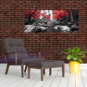 Obraz - Vodopády v jesennej krajine (120x50 cm)