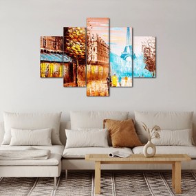 Obraz - Daždivého počasia a Eiffelovej veže (150x105 cm)