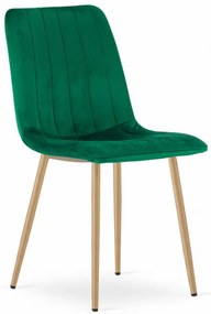 Set štyroch jedálenských stoličiek LAVA zamatové zelené / drevené nohy (4 ks)