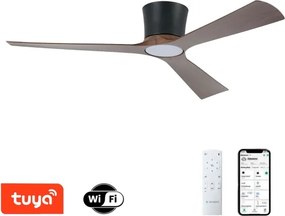 ZEVENTI - LED stropný ventilátor AUREX LED/24W/230V Wi-Fi Tuya čierna/orech + diaľkový ovládač