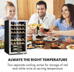 Klarstein Vinamour 29D, vinotéka, 2 zóny, 80 l, 29 fliaš, 5-22°C, dotykové ovládanie