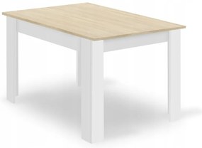 Jedálenská zostava stôl Dub sonoma 120 x 80cm biele nohy + 4 stoličky OSAKA sivé / prírodné nohy