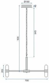 Toolight Toolight, LED závesné stropné svietidlo 6x20W APP770-6C + diaľkový ovládač, čierna, OSW-05021