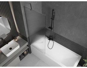 Mexen Next, 1-krídlová vaňová zástena 70 x 150 cm, 6mm sklo Ribs, brúsená grafitová, 895-070-000-00-09-66