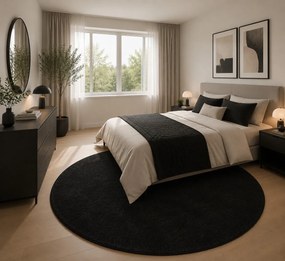 Ayyildiz, Kusový koberec Ata 7000 anthracite kruh, 200x200 (priemer) kruh, šedá, obývacia izba