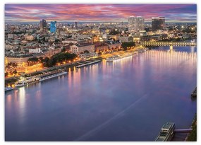 Obraz nočného mesta Bratislavy s riekou (70x50 cm)