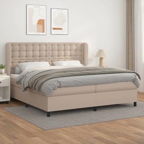 Boxspring posteľ s matracom kapučínová 200x200 cm umelá koža 3129056