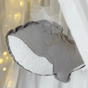 Závesná dekorácia veľryba šedá 40x25x8cm