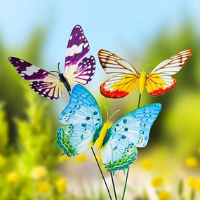 18 svetielkujúcich motýlikov Motýle každý 9 cm. Zápich 25 cm.