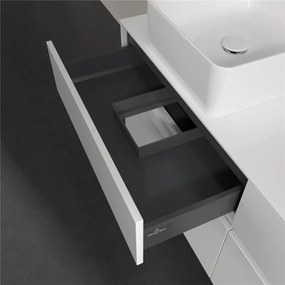 VILLEROY &amp; BOCH Collaro závesná skrinka pod dve umývadlá na dosku, 4 zásuvky, 1400 x 500 x 548 mm, Glossy White, C04800DH