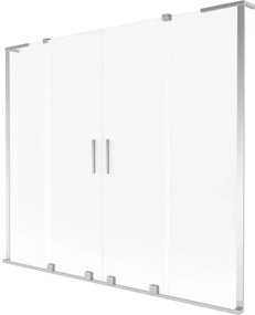 Mexen Velar L Duo, 2-krídlová posuvná vaňová zástena 200 x 150 cm, 8mm sklo námraza, chrómová, 896-200-003-32-01