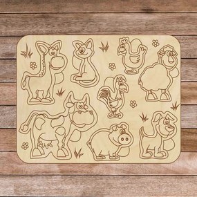SENTOP | Detská drevená puzzle vkladačka - Zvieratká na farme 8 dielikov | SENTOP H024