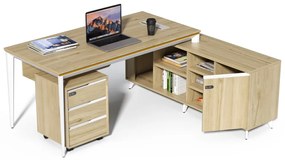 Kancelársky stôl s kontajnerom a komodou Houseland Profit Home 01 dub/biela