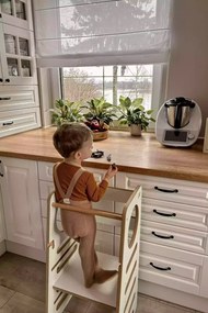 Montessori učiaca detská veža stredná biela