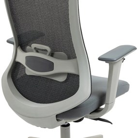 Kancelárska ergonomická stolička BULMA — sieť/látka, sivá