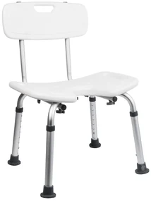 BISK Erga Handicap PRO, obdĺžniková stolička do kúpeľne s chrbtovou operou 495x545x840 mm, biela, ERG-07658