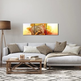Obraz afrických zvieratiek (s hodinami) (90x30 cm)