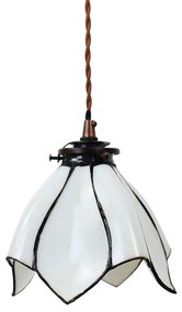 Biela závesná Tiffany lampa v tvare kvetu Folwia - Ø18*115 cm E14/max 1*25W