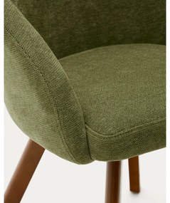 Zelené čalúnené jedálenské kreslo s podrúčkami Marvin – Kave Home
