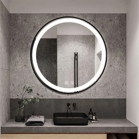 Tutumi Rea, LED zrkadlo 80cm s čiernym rámom MMJ P11397, HOM-05514