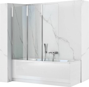 Trojdielna vaňová zastena REA AGAT-3 120 cm, chróm/transparent