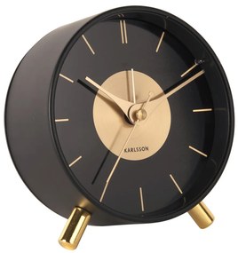 Budík Karlsson 5919BK – moderný čierny budík 12 cm