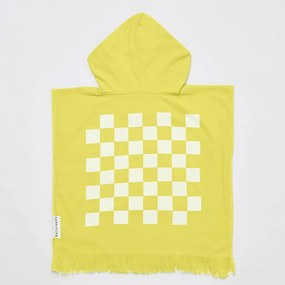 Žltá detská plážová osuška s kapucňou Sunnylife Checkerboard, 3-6 rokov