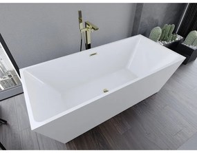 Mexen Lita, voľne stojaca vaňa 170 x 75 cm, biela, zlatý lesklý prepad, 52121707500-50