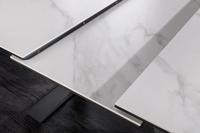 Jedálenský stôl CONCORD 180-230 cm rozkladací mramorový vzhľad biely keramický tvrdené sklo