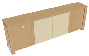 Nízka skriňa Verno+ 260 x 46 x 90 cm, kombinované dvere, dub svetlý / vanilka