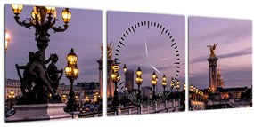 Obraz - Most Alexandra III. v Paríži (s hodinami) (90x30 cm)