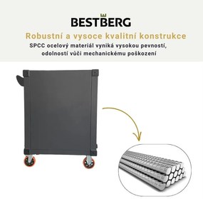 Kovový pojazdný dielenský vozík so 7 zásuvkami BestBerg BBTC-701 / SPCC steel