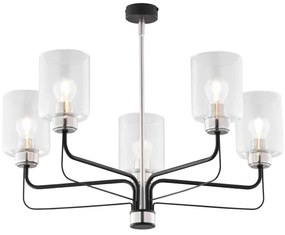 Jupiter 1884 - Luster na tyči CERES 5xE27/15W/230V matný chróm/čierna