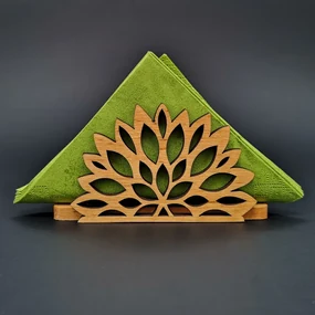 AMADEA Drevený stojanček na obrúsky v tvare kvetu, masívne drevo, 12,5x6,5x3,5 cm
