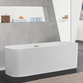 VILLEROY &amp; BOCH Finion voľne stojaca vaňa z materiálu Quaryl (bez spoja medzi panelom a vaňou), odtok v strede, 1700 x 700 x 633 mm, s prítokom, Gold, biela alpská, UBQ177FIN7N300V401