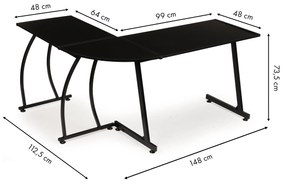 Rohový hrací stôl LOFT kancelársky školský stôl čierny