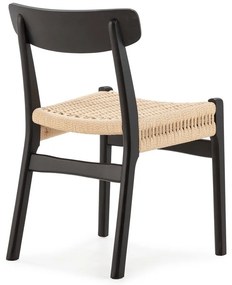 Čierne jedálenské stoličky v súprave 2 ks z kaučukového dreva Biel – MOME