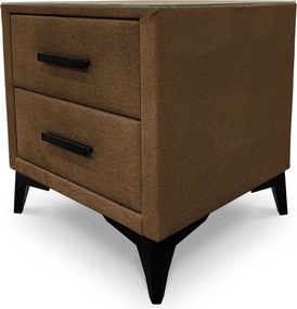 Nočný stolík s 2 zásuvkami Joy, whisky hnedá látka